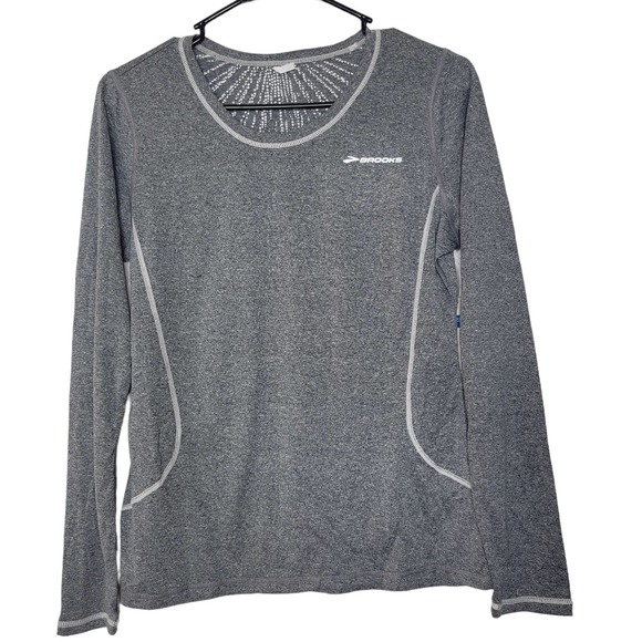 Brooks Tops - NWT Brooks Versatile EZ Gray Long Sleeve Running Activewear Semi Fitted Shirt